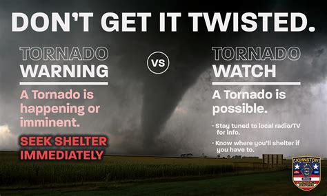 meaning of tornado watch vs tornado warning